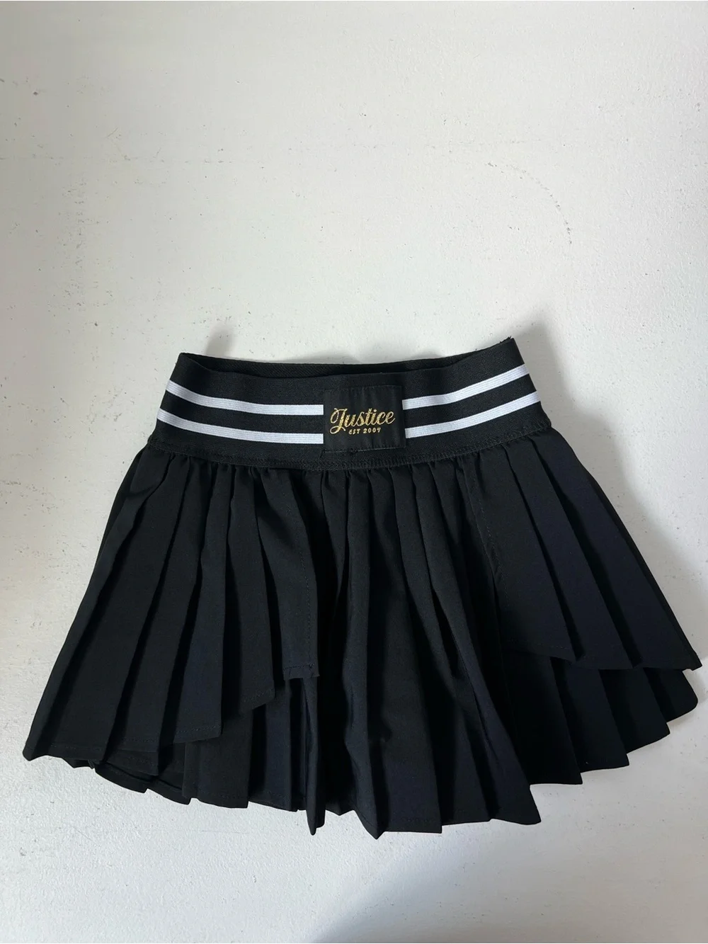Justice Black Pleated Tennis Skort Striped Waistband Preppy Schoolgirl XS 5/6